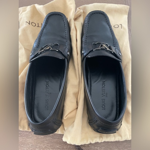 LOUIS VUITTON Monte Carlo Moccasin Black Calfskin Leather US Size 10.5 - Picture 10 of 13